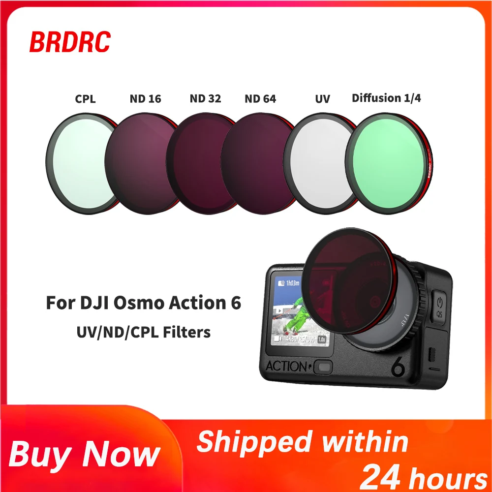 

BRDRC Filter for DJI Osmo Action 6,HD Optical Glass with Nano Coating,Scratches & Fingerprint Proof,for DJI Action 6 Accessories