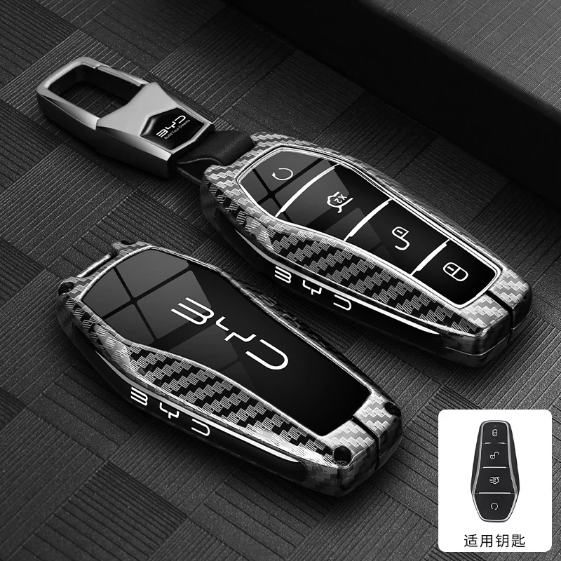 Schlüsselhülle für BYD Song Plus Atto 3 Han EV Tang DM Qin Seal Dolphin Metall-Fernbedienungshalter Schlüsselanhänger Auto-Zubehör Hochwertig
