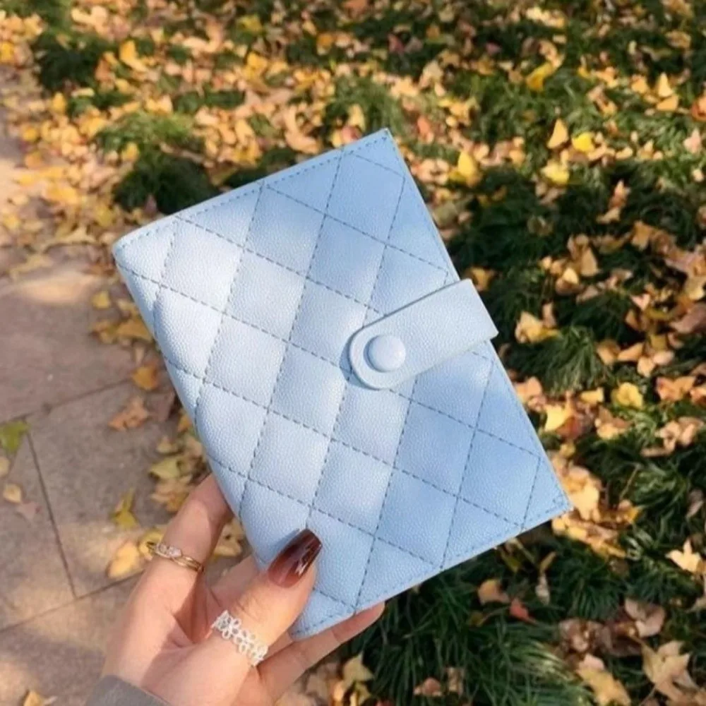 

Rhombus Plaid Leather Passport Holder Korean Style Solid Color Card Storage Bag Ticket Holder Multifunctional Passport Clip Men