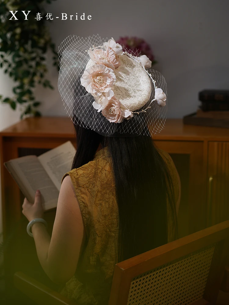 Handgemachte Blumen spitze Mini Fascinators Kopf bedeckung Französisch Stil Royal Cocktail Party formale Fedora Kappe Hochzeit Braut Hut Kopf bedeckung