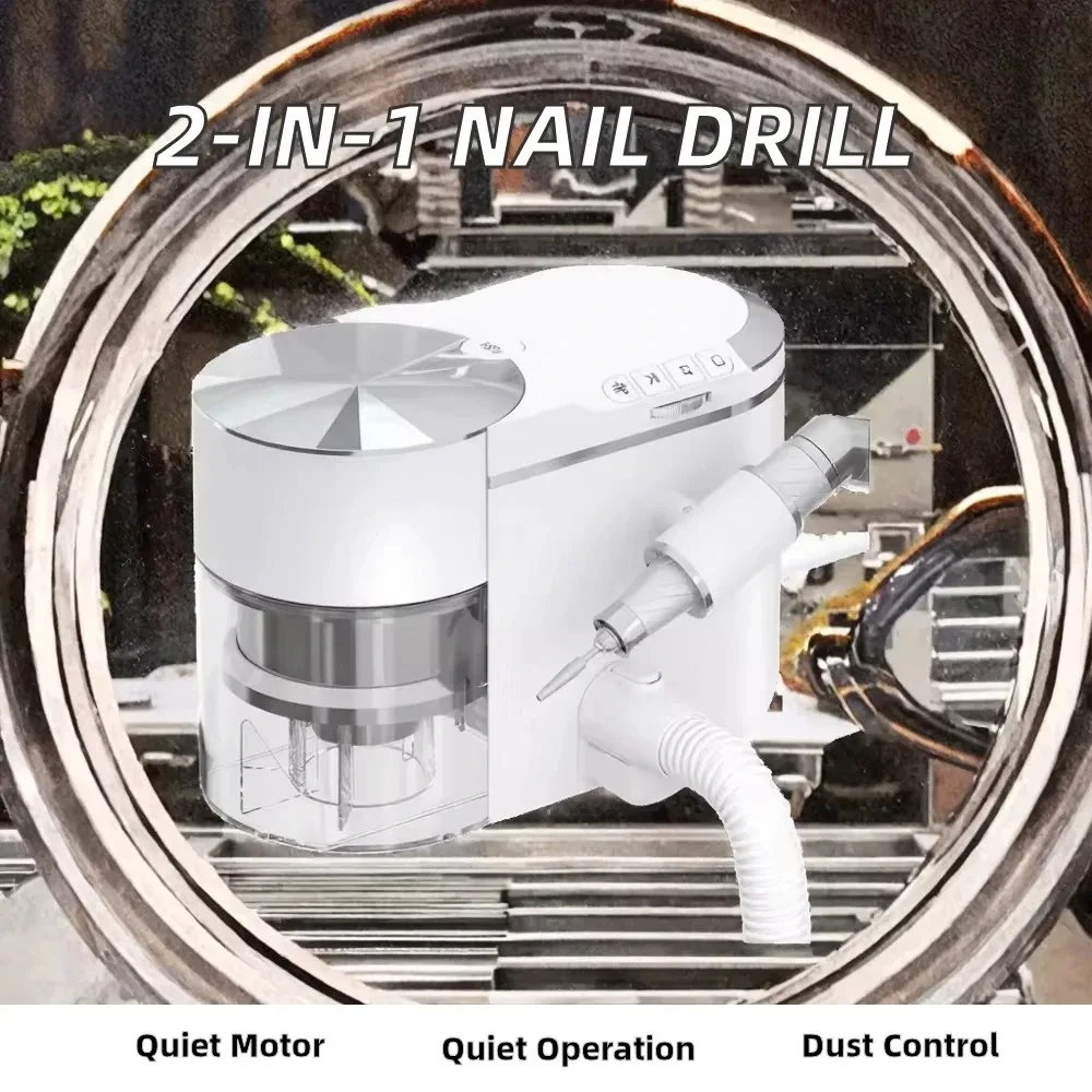 Professional 2-in-1 Brushless Motor Nail Drill Low Noise Vacuum Cleaner with Dust Collector for Nail Salons