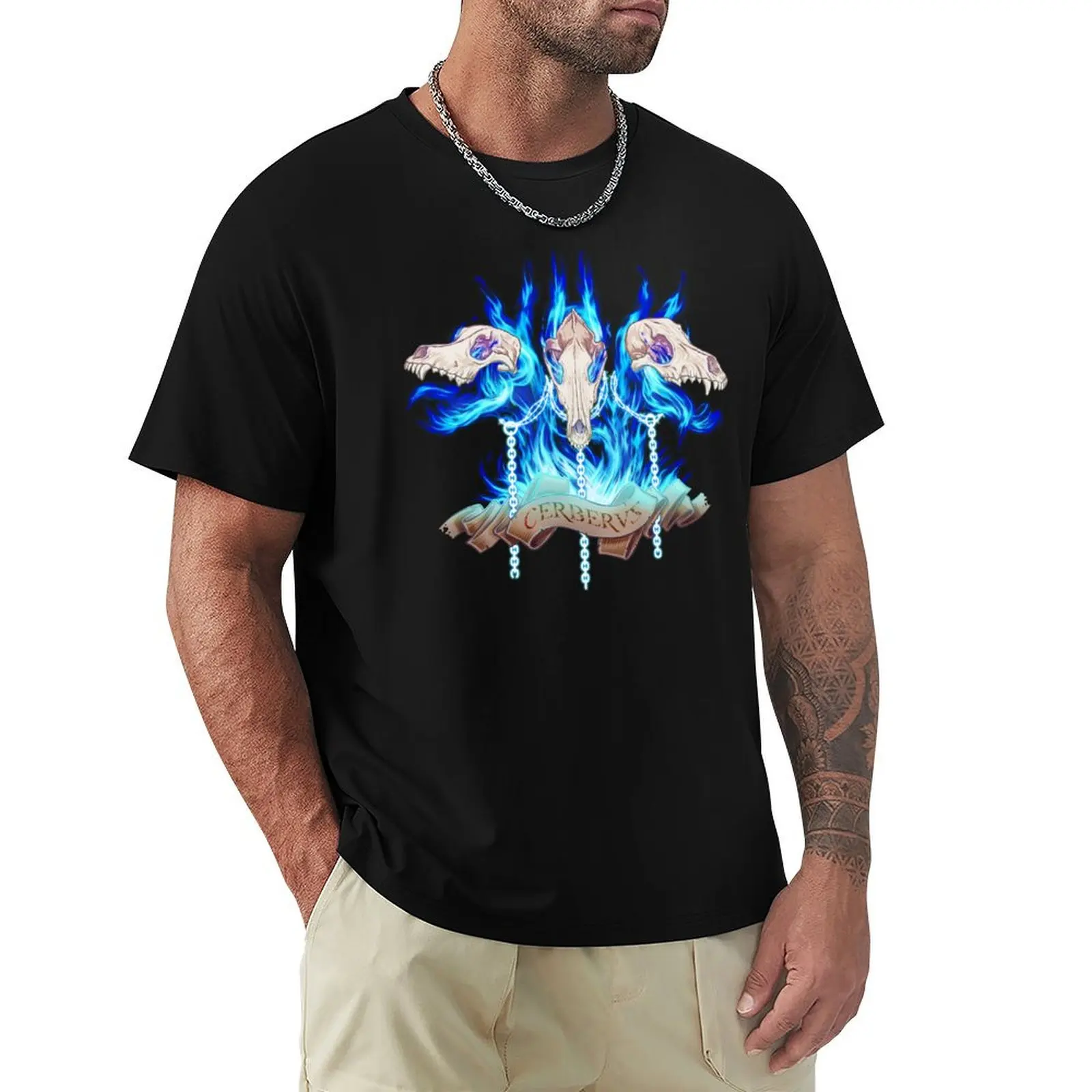 

Cerberus - The three-headed dog T-Shirt blue archive heavyweights mens designer t shirt