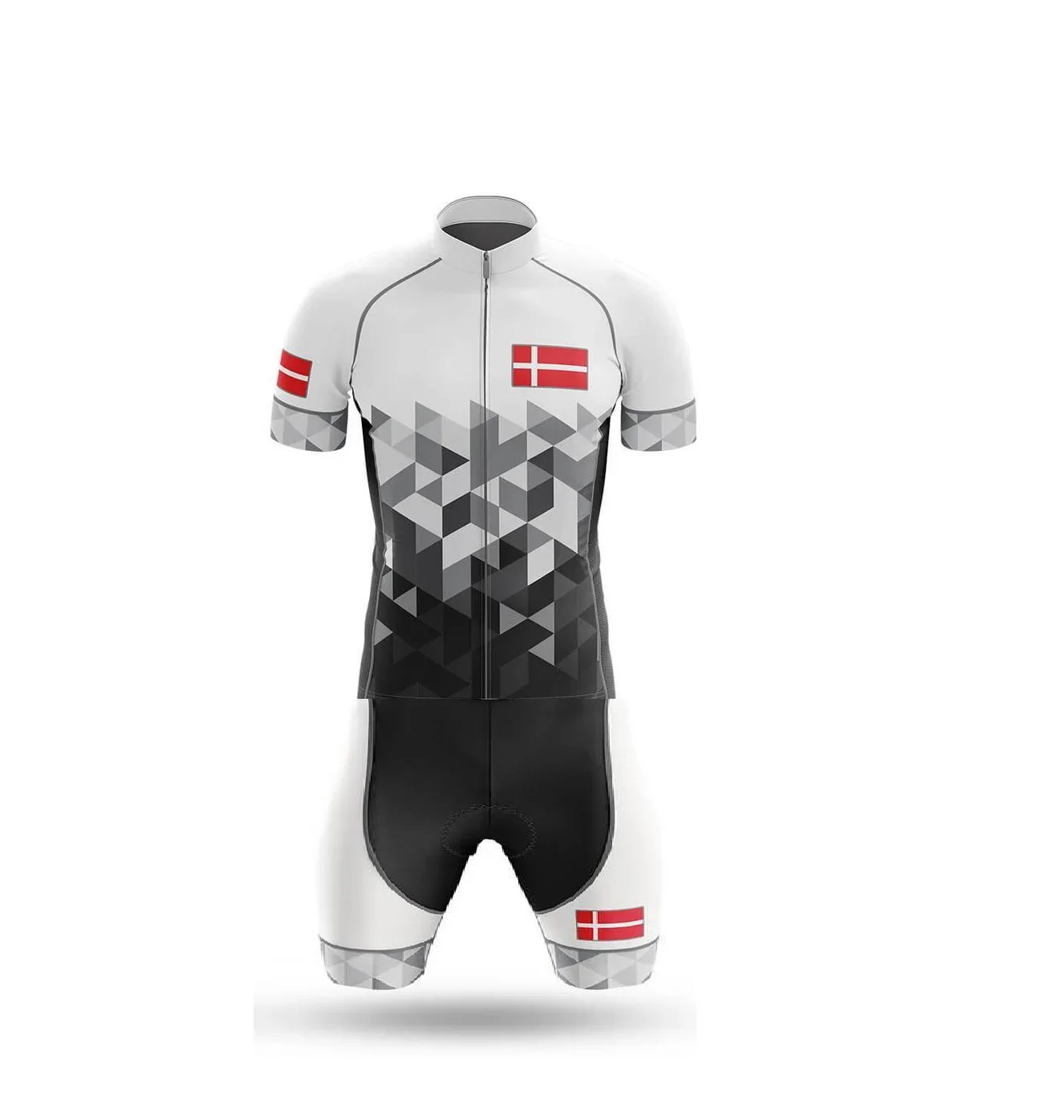 LASER CUT MEN'S CYCLING WEAR CYCLING JERSEY BODY SUIT SKINSUIT WITH POWER BAND Denmark NATIONAL TEAM SIZE: XS-4XL