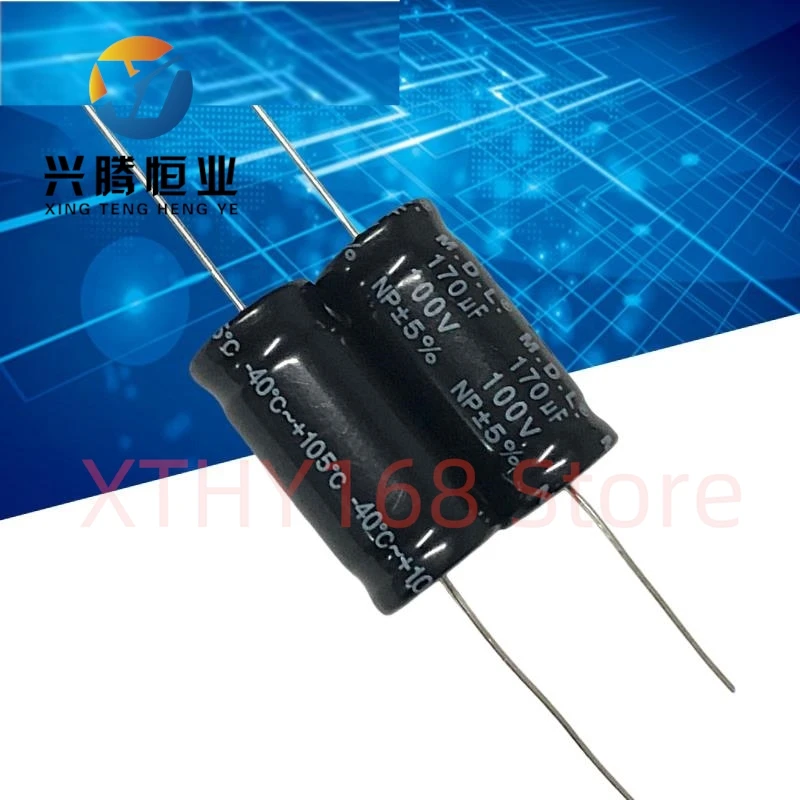 

5PCS 170uf 100V audio frequency division axial NP non-polar electrolytic capacitor 100v 170uf 16X34mm