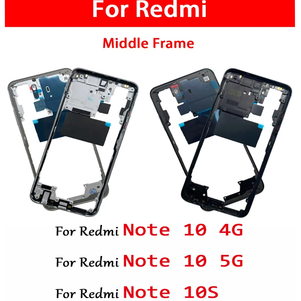 NEW Middle Frame For Xiaomi Redmi Note 10S 10 4G 5G With Volume Side Button Front Housing Middle Bezel Chassis Shell Parts