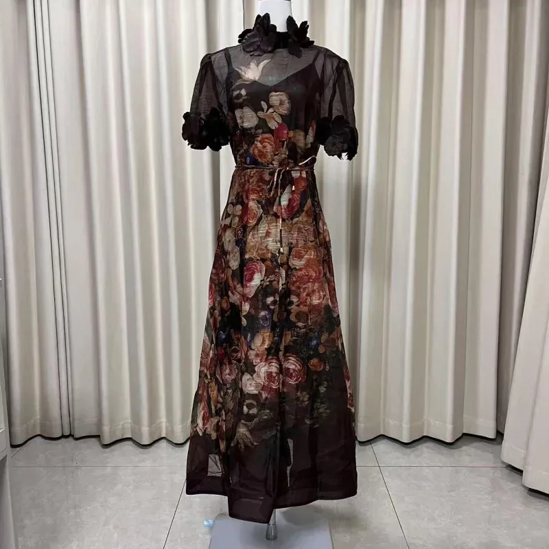 

Women's Dress Floral Linen Elegant Long Dresses Casual Vacation Beach Party Dresses Woman Clothing Summer Skirts for Women 2025