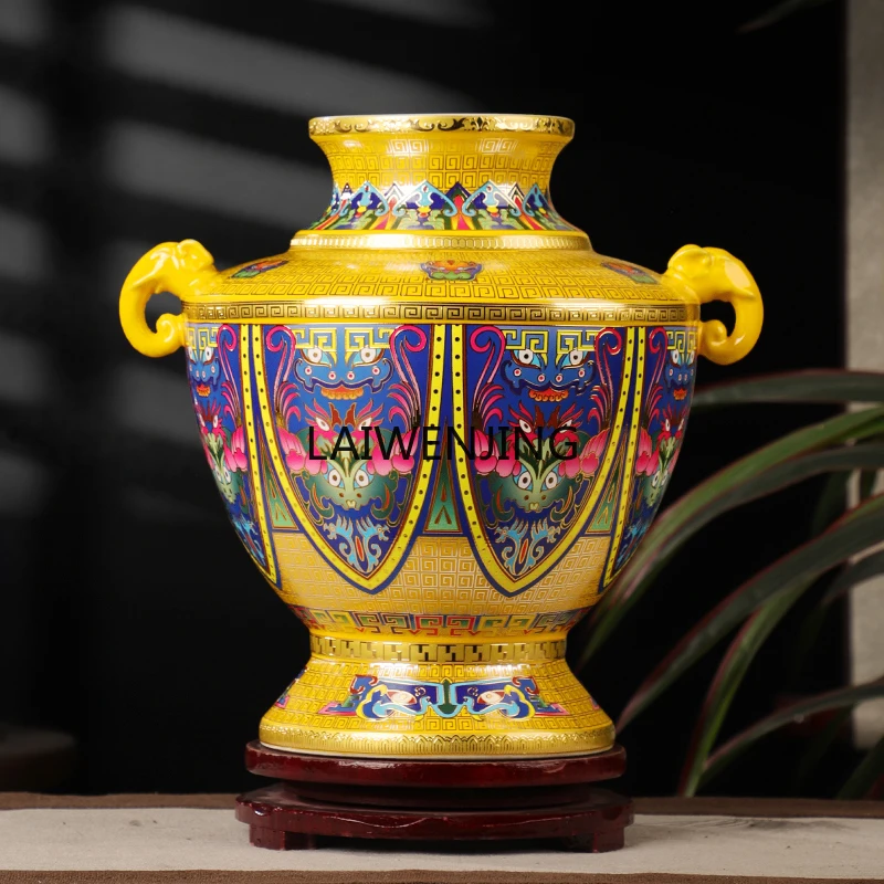 SGF Jingdezhen imitation Qianlong court style silk enamel binaural bottle