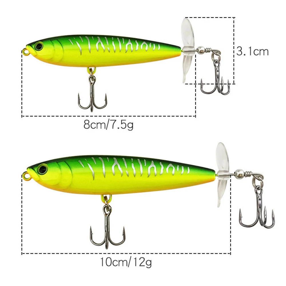 1pcs 7.5g/12g Topwater Fishing Lure Whopper Popper Artificial Bait Hard Plopper Soft Rotating Tail Fishing Tackle Fishing Bait