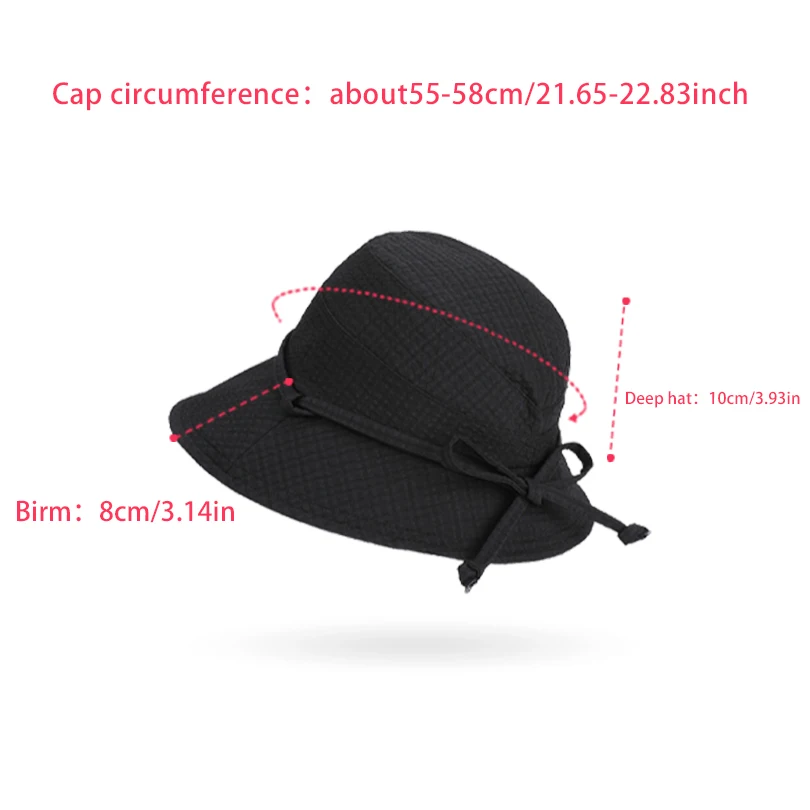 6148-Neuer Sommer-Sonnenschutzhut für Damen - Stilvoller Fischerhut mit Schleife und breiter Krempe, kleiner runder Krone, geeignet für S – Detail 7