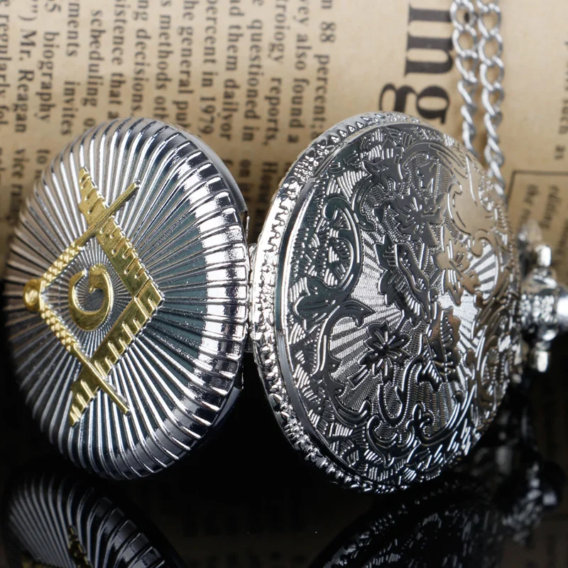 خمر البرونزية/الفضة الماسونية رمز ساعة الجيب قلادة قلادة للرجال والنساء توقيت قلادة Relojes دي Bolsillo