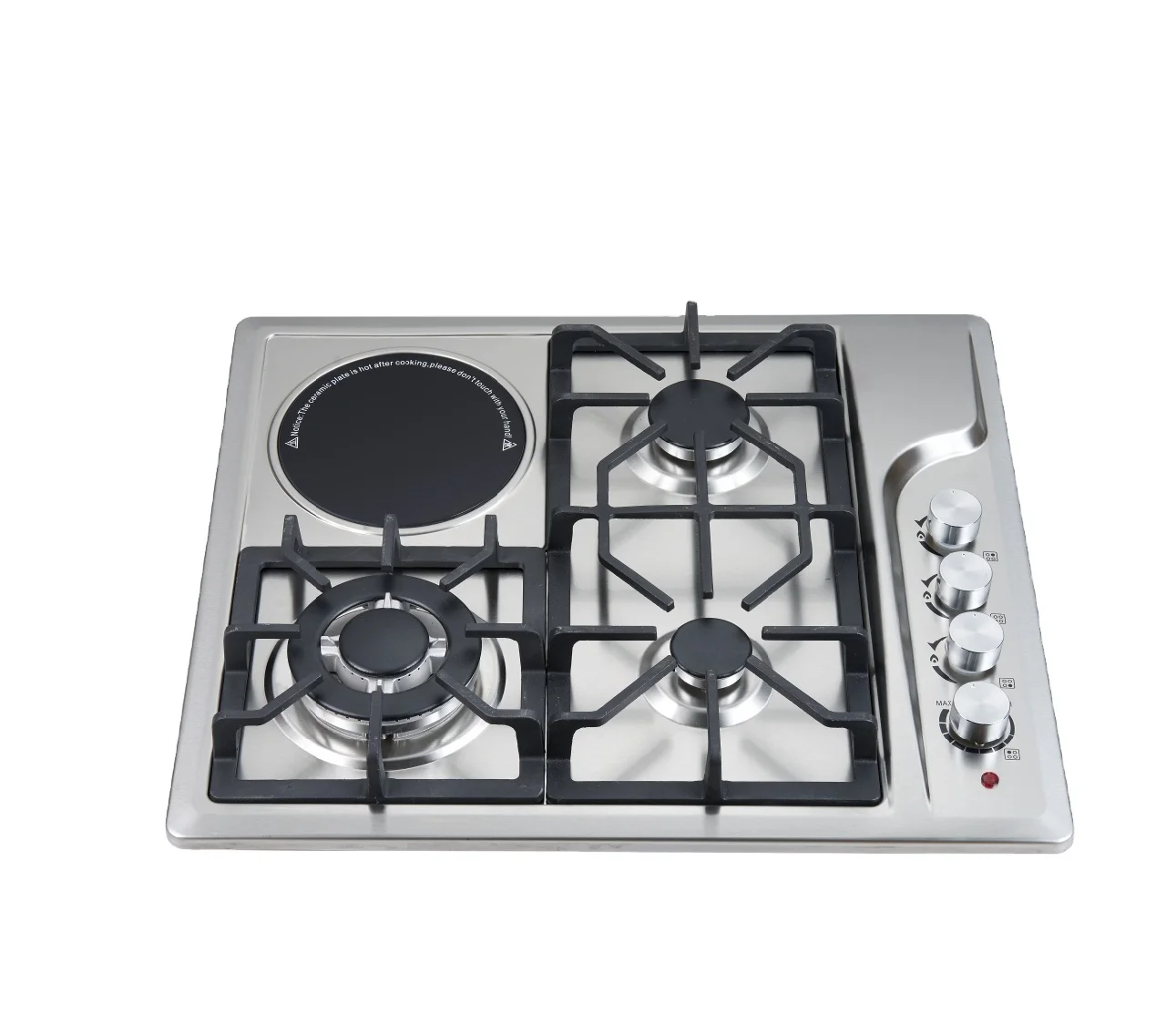 

Профессиональная газовая и керамическая 4-горельная плита производителя с поверхностью из нержавеющей стали