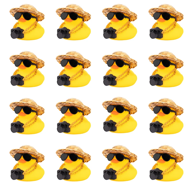 10-100pcs Car Decorations Rubber Ducks, Dashboard Rubber Ducky for Car Ornament Cute Duck with Straw Hat