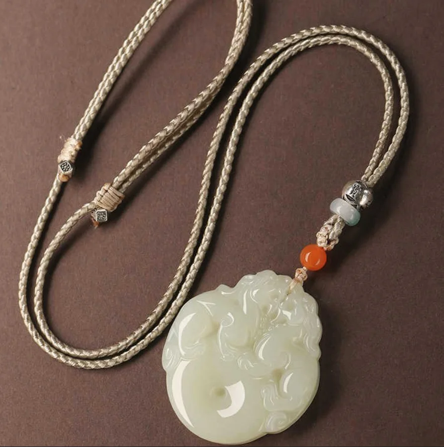 

Fine Jewelry Natural Hetian Nephrite Jade Double Pixiu Wealth Transport Pendant Safety Buckle