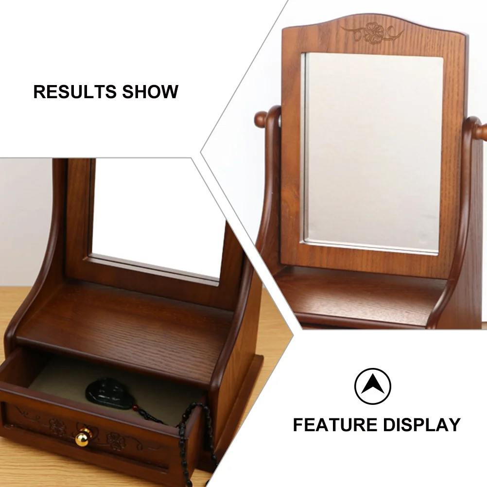 Miroir de maquillage rétro Vintage, pour coiffeuse de bureau en verre argenté de haute clarté réglable