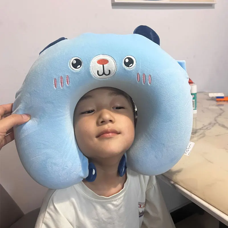 Cartoon Animal U-shaped Pillow Cat Panda Neck Pillow Slow Rebound Memory Foam Pillow Headrest for Airplane Train Long Flights