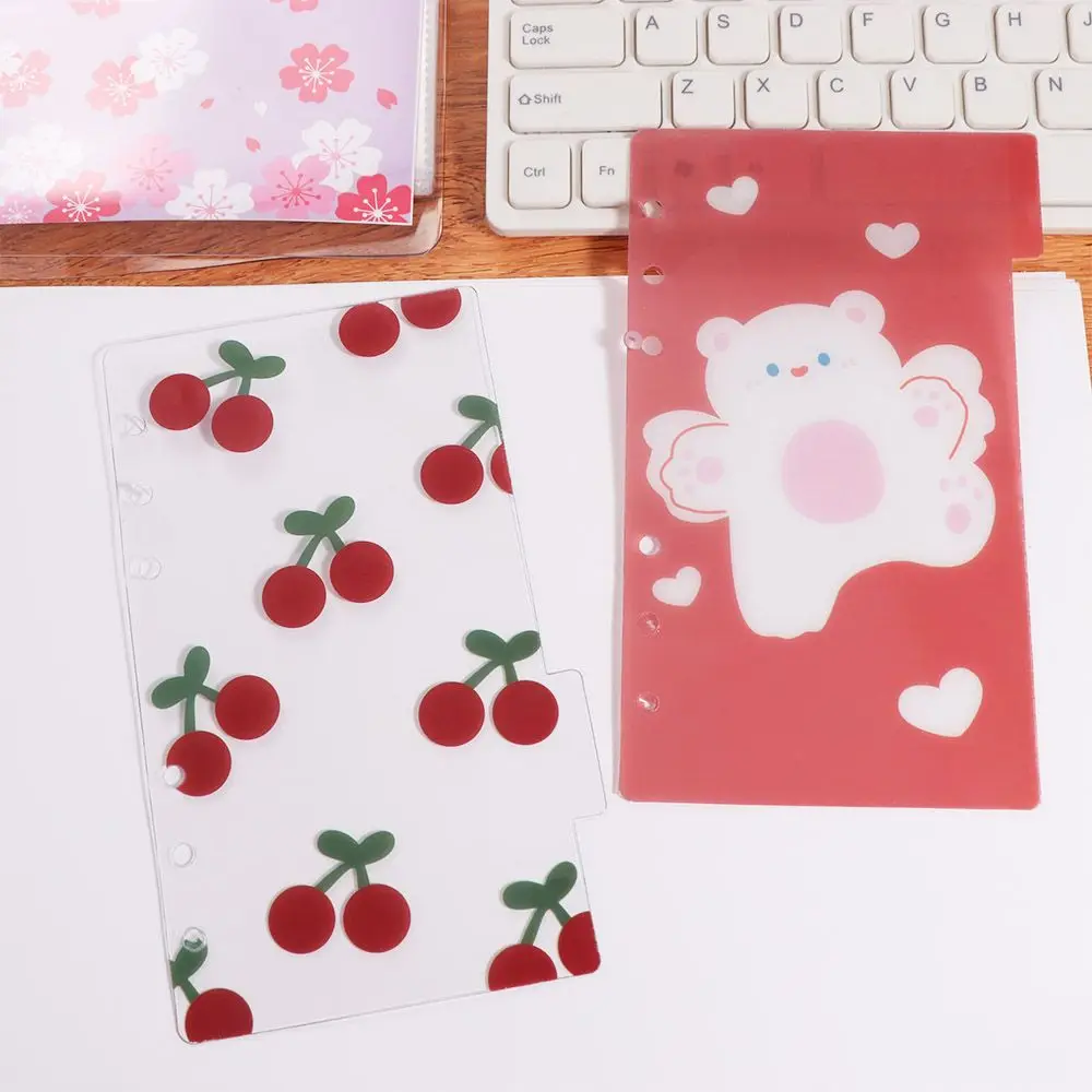 5Sheets A6 Loose-Leaf Notebook Refill Paper Bear Cherry Spiral Binder Divider Page Separator Index Binder Inner Page