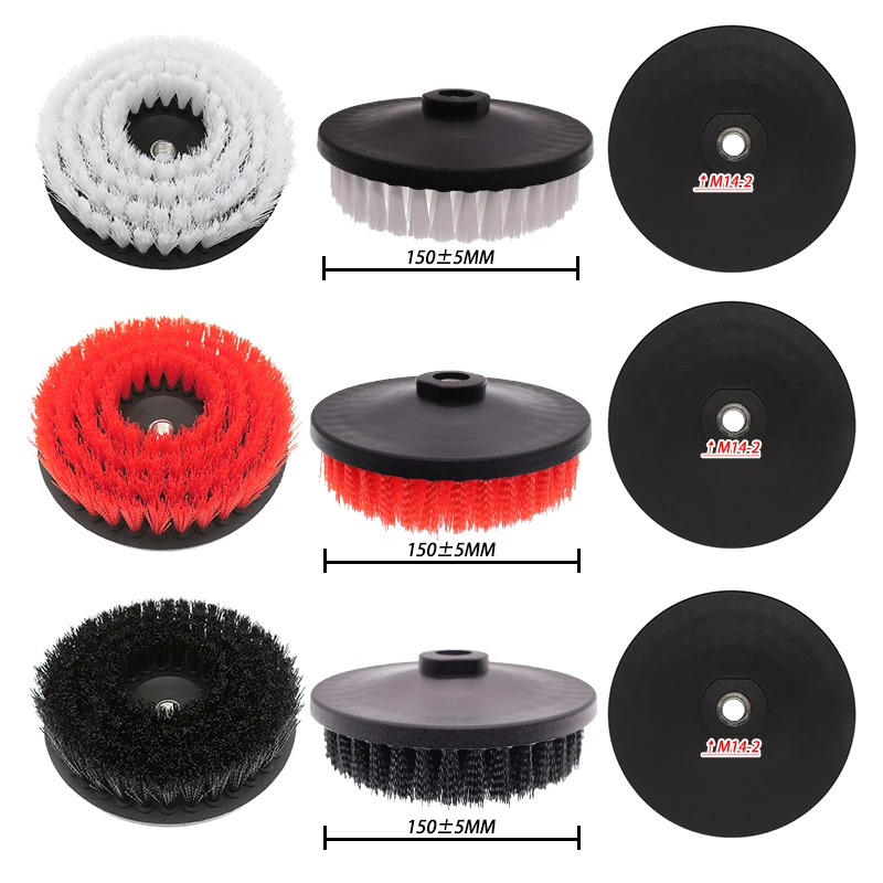 6 Zoll Bohrbürste mit M14 Bohraufsatz 1/3 Stück Rot Weiß Schwarz für Auto-Teppichreinigung Innenraum-Detailing – Detail 4