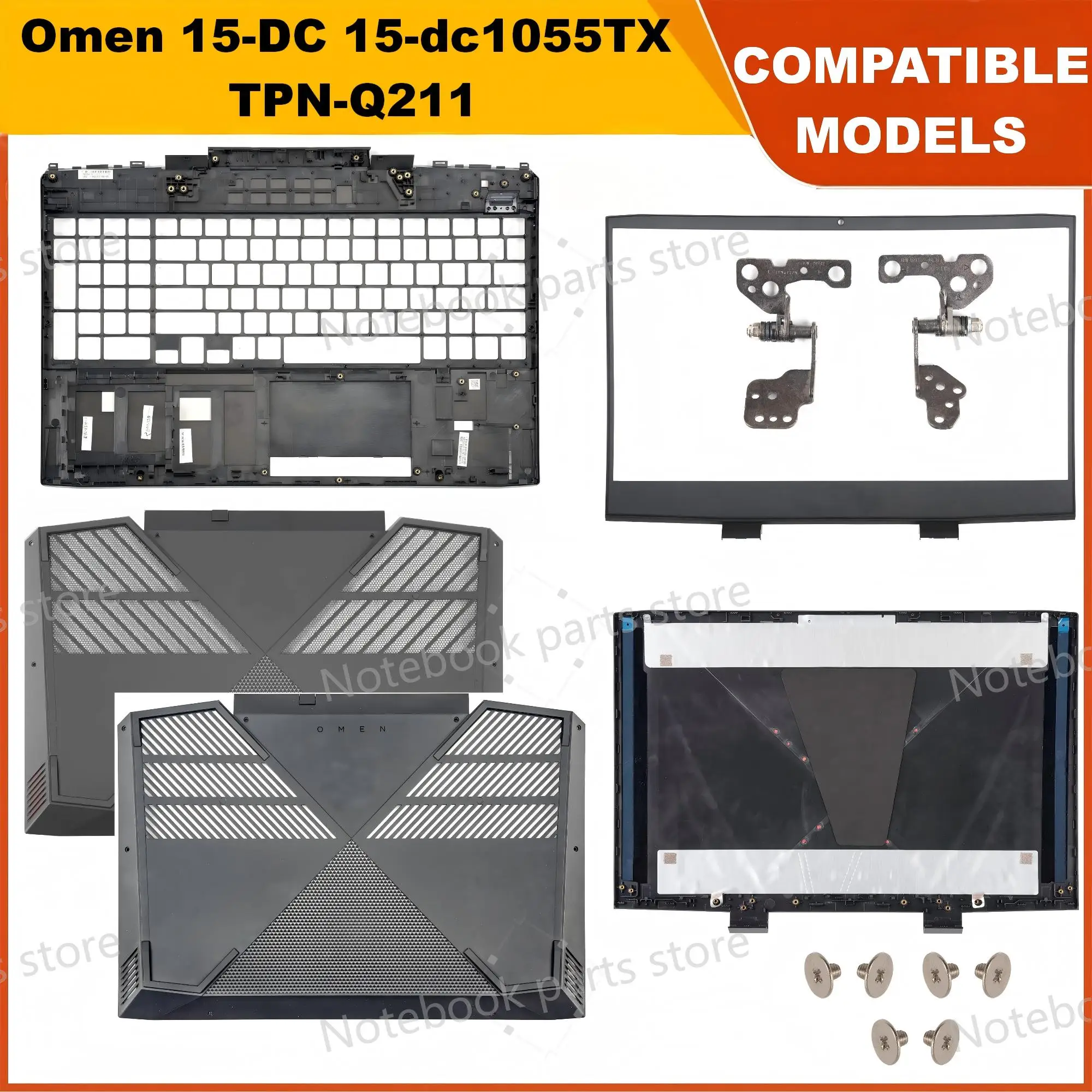 

New Covers For Omen 15-DC 15-dc1055TX TPN-Q211 Laptop LCD Back Cover Bezel Palmrest Bottom Hinges Repair Black