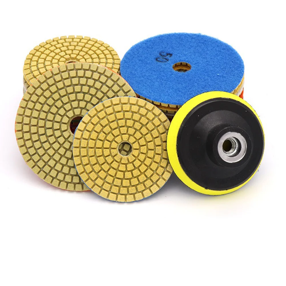 

3Pcs Polishing Pads with Buffer 4 Inch Diamond Disc for Stone Glass Concrete Wet Dry Surface Mirror Shine