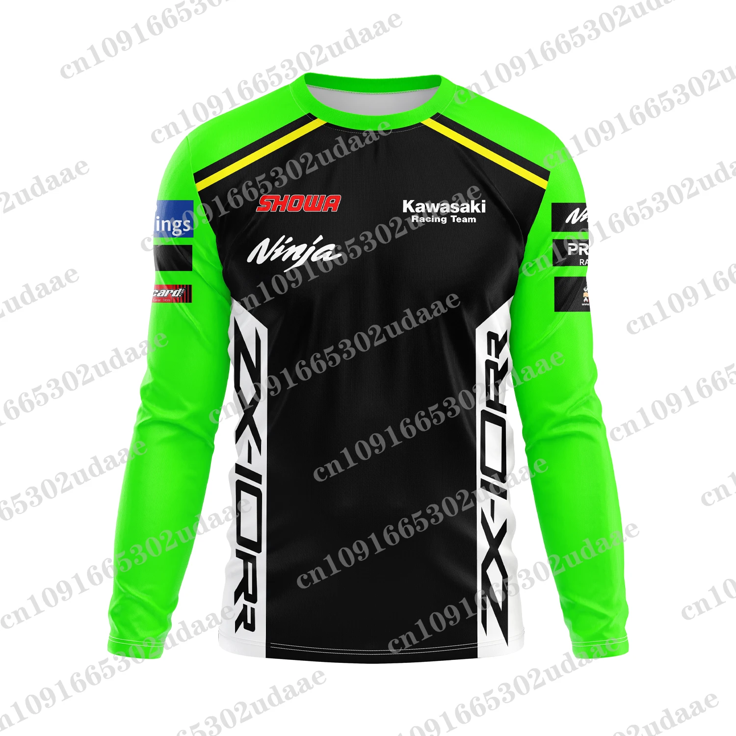 Camiseta de manga comprida respirável e seca, adequado para trabalhadores de impressão 3D, Kawasaki Motorcycle Racing Team, Novo, 2024