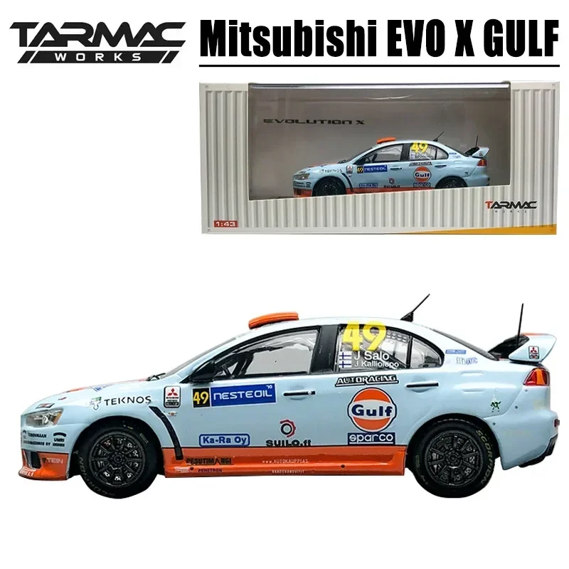 Tarmac Works 1/43 Mitsubishi EVO X GULF Legering Speelgoed Motorvoertuig Diecast Metaal Model Geschenken