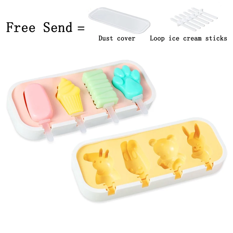 Cartoon Ice Cream Molds Silicone Popsicle Mold Freeze Ice Cream Maker DIY Dessert Mould Form For Popsicle Mould Cakesicle Mold