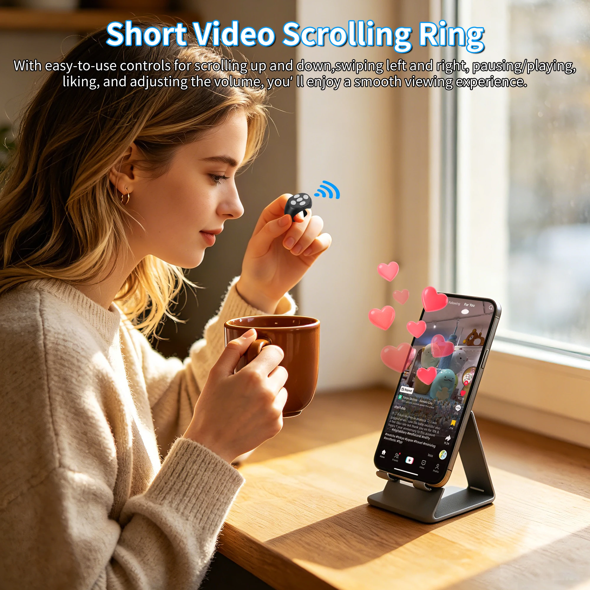 Bluetooth Remote Control Rechargeable Light Weight Long Battery Life Swipe Videos Turn Pages Take Photos Remotely Lazy Mice
