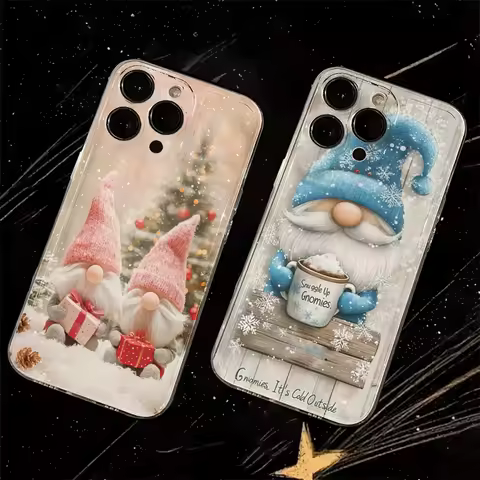 Christmas Winter Snow Gnome Clear Case For Samsung Galaxy S25 S24 S23 S22 Ultra Plus S21 FE A56 A55 A54 A53 A16 A36 A35 Cover