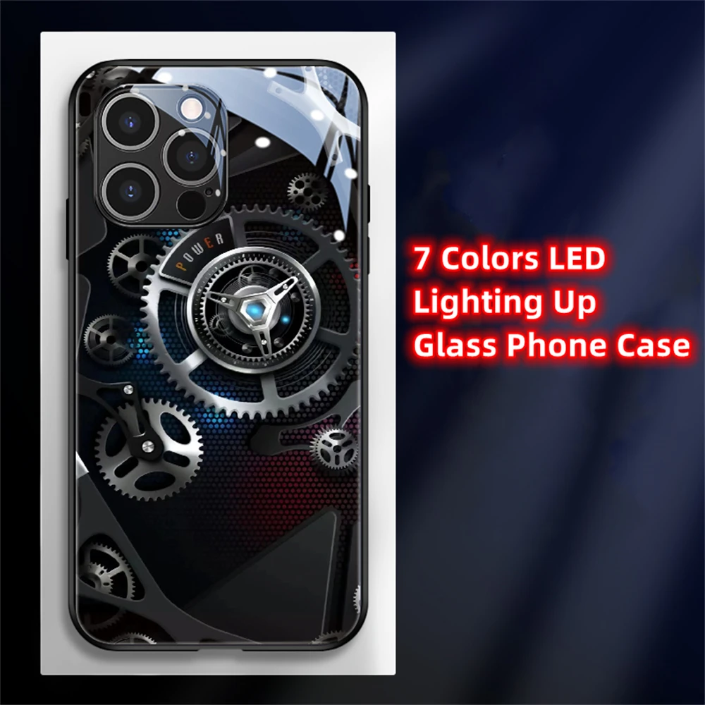 

2024 Luxury Mechanical Style LED Light Glow Luminous Phone Case Back Cover For Samsung S24 S23 S22 S21 S20 FE Note20 Plus Ultra