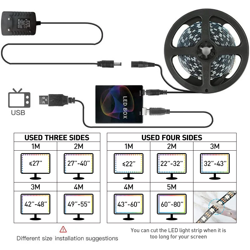 Bandes LED Immersives pour Écran d'Ordinateur, Lumière de Fond RGBIC, Contrôle Intelligent Divisé, Lampes d'Ambiance, pour TV et PC