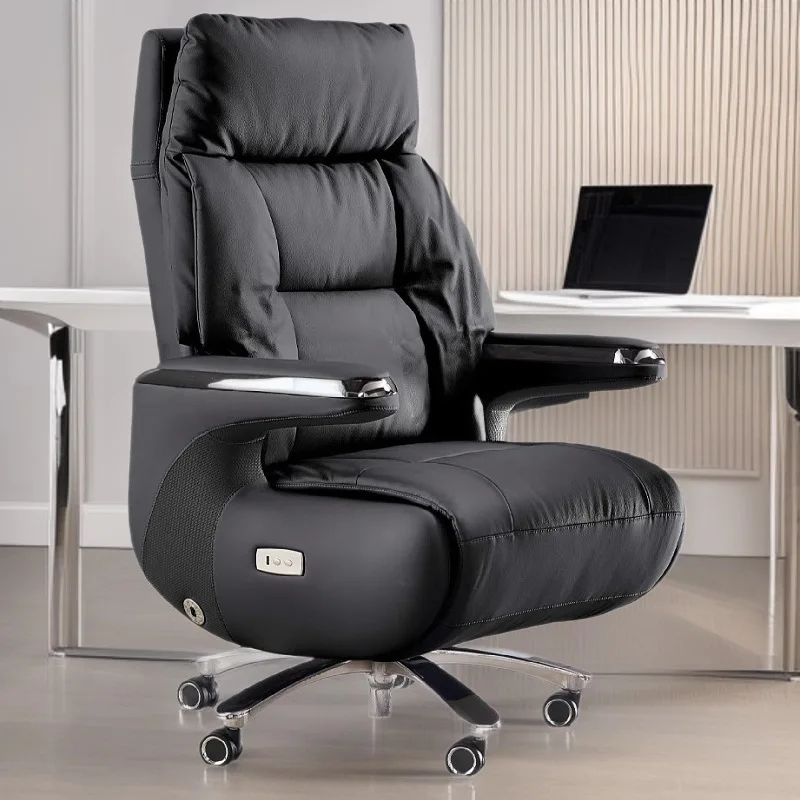 Intelligent electric massage reclining leather president class chair