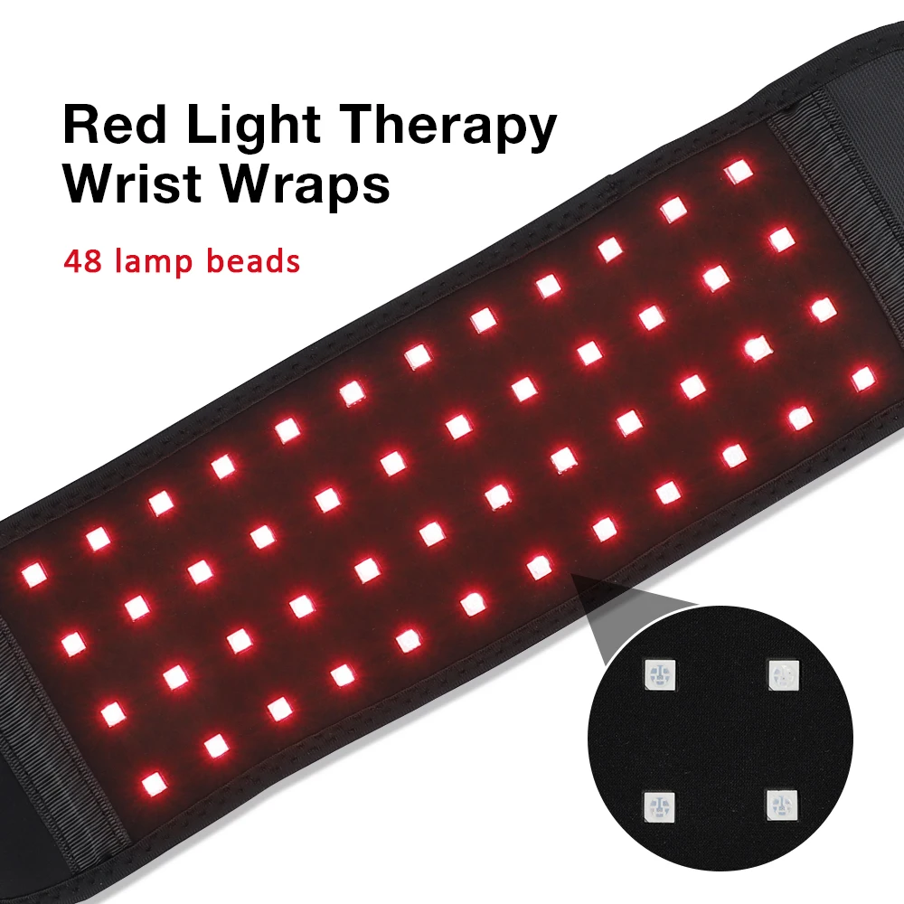 Red Light Therapy Wrist Wraps for Tenosynovitis 660nm 850nm Infrared Belt Support Brace 48 Lamp Beads Beauty Instrument LED Pad