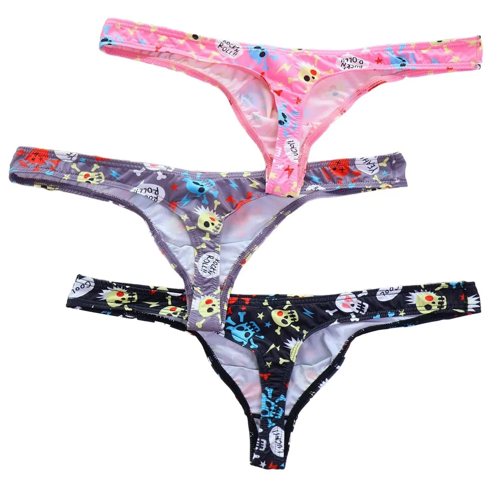 

Fashion Men Cartoon Skull Printed Thongs G-Strings Bulge Pouch Soft Comfortable Underwear Man Bikini Underpants