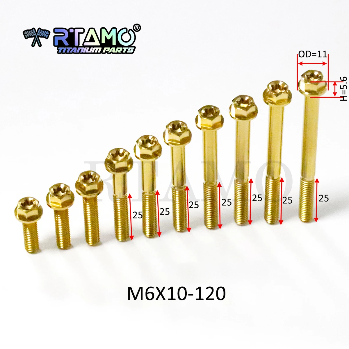 RTAMO 1 Stück M6x10-120 Titanlegierung Schraube Torx-Kopf Flanschschrauben Motorrad-Motor Kurbelgehäuse Bremssattel Ersatzschrauben – Detail 2