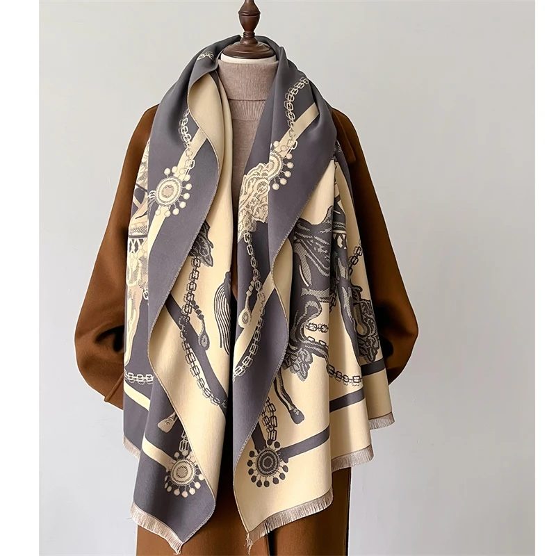 2024 Best Sellers Women\'s Luxury Warm Scarf Imitation Cashmere Fashion Shawl for Going Shopping and Gathering Poncho for Lady