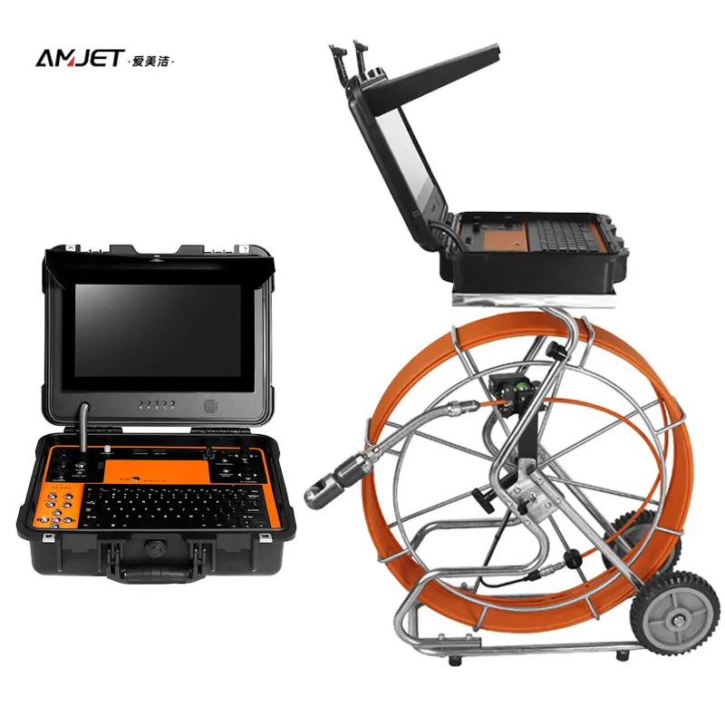 AMJET 13 pollici Full HD Display Risoluzione 1080P Videocamera per fognature con funzione di registrazione per tubi piccoli