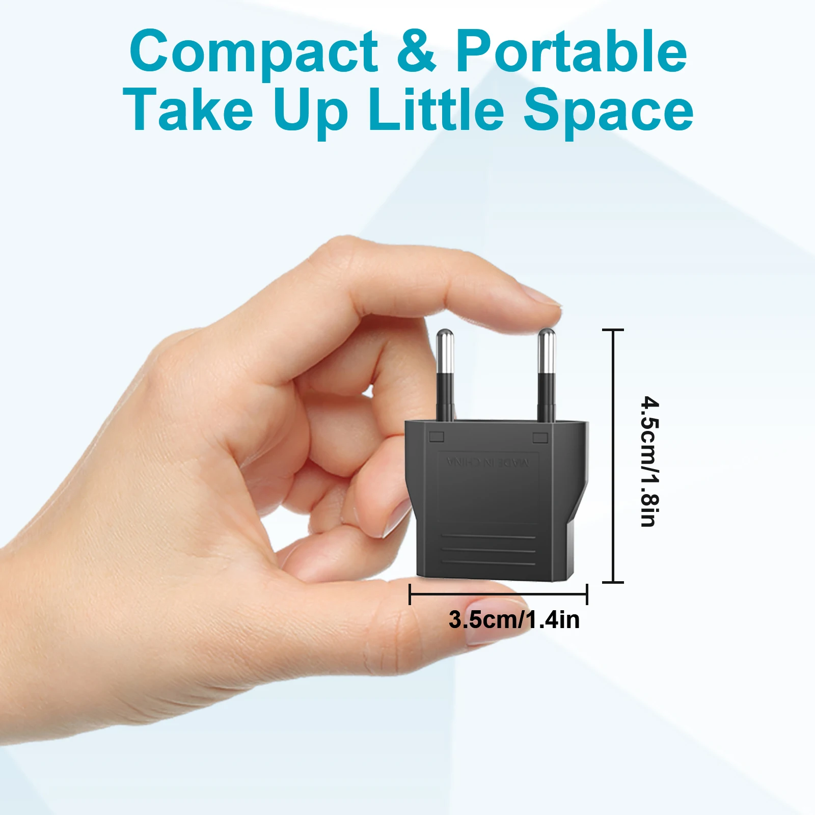 European travel adapter, European standard to American standard charging adapter, 6A safe current, portable travel essential