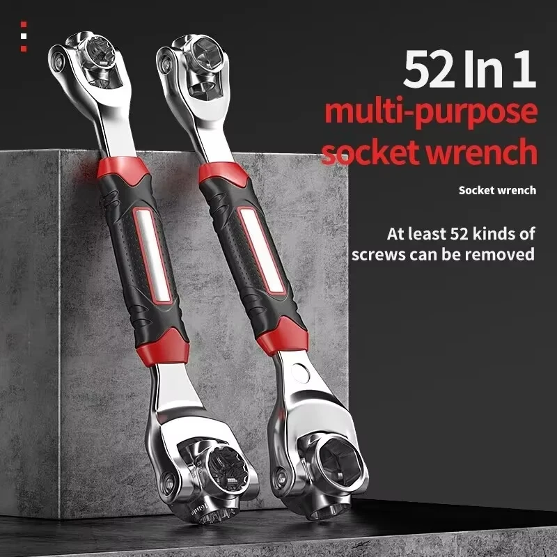 52 em 1 multi-funcional soquete funciona chave de catraca universal 360 graus multiuso chave tigre antiderrapante lidar com ferramenta manual