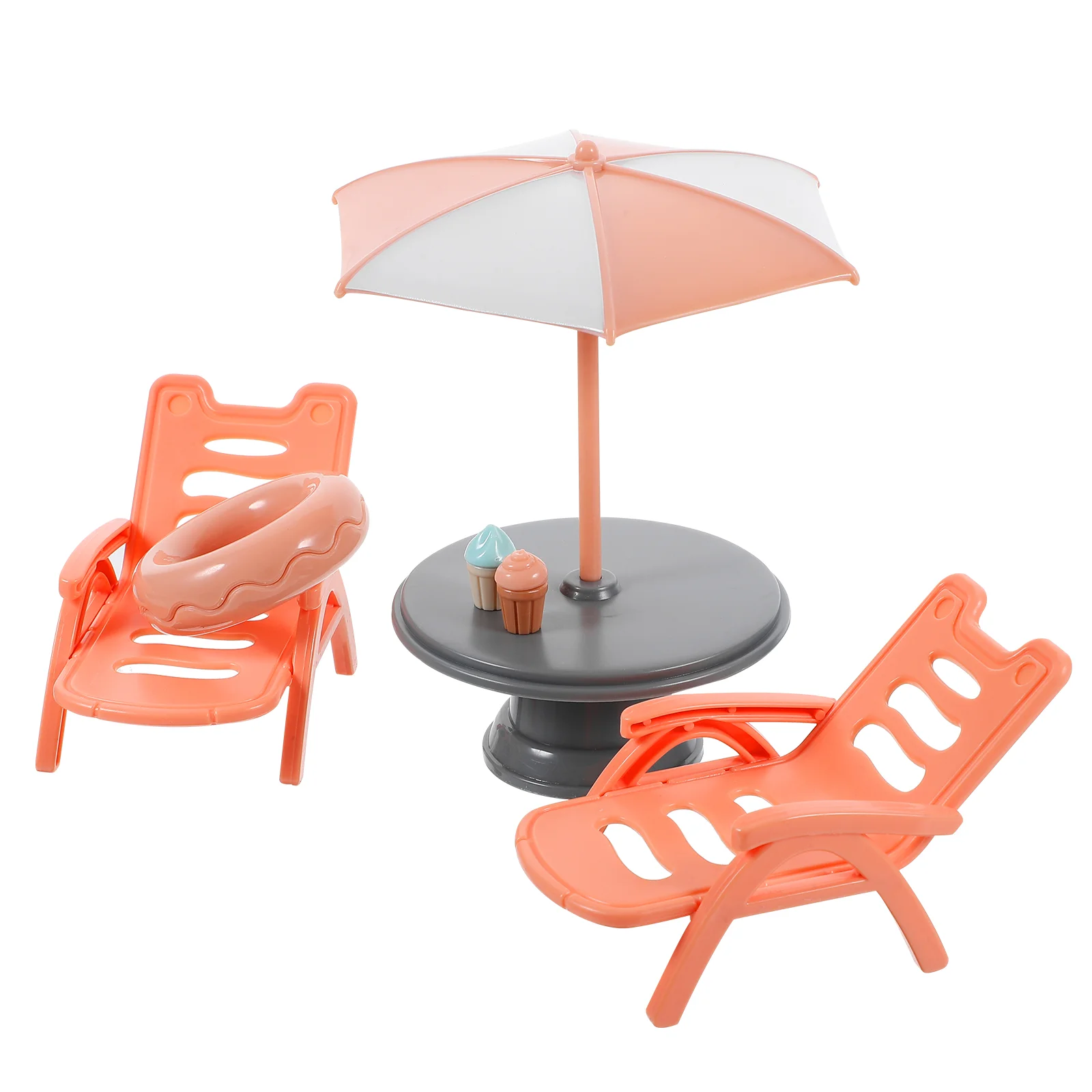 Conjunto de cadeiras de praia bolas saltitantes para decoração quarto ao ar livre crianças brinquedos casa móveis mini fornecimento em miniatura