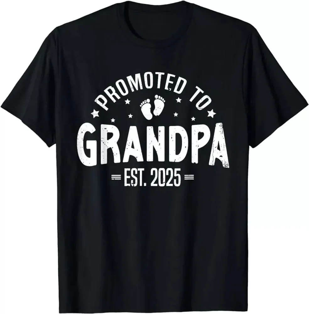 Promoted To Grandpa Est 2025 Soon To Be Fathers Day Gift Unisex T-Shirt S-5XLHigh Quality 100%Cotton Short Sleeve