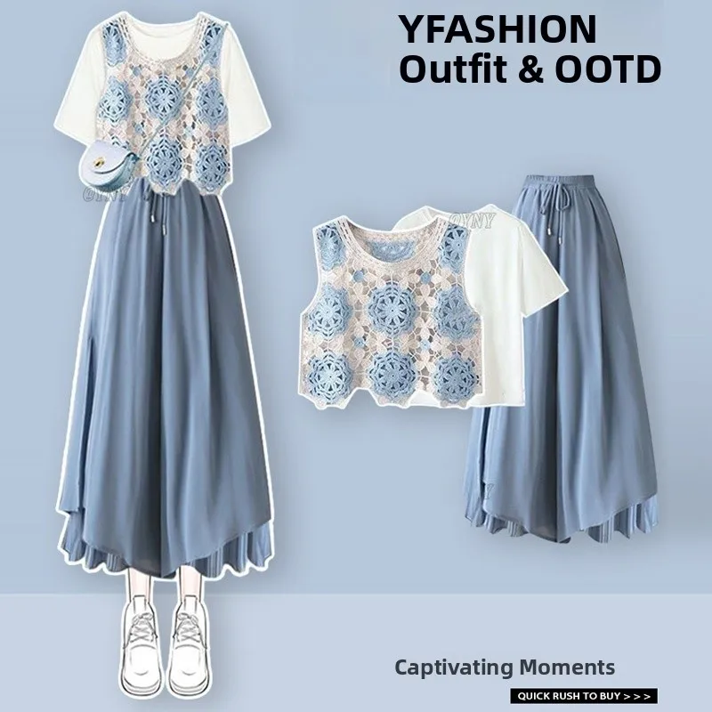 

Ele Летняя женская этническая майка с вырезами, футболка ort Sve, повседневные брюки, комплект футболок, моющийся комплект для похудения