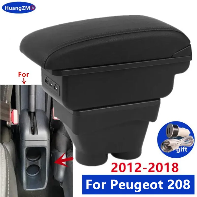 For Peugeot 208 Armrest box For Peugeot 208 2012-2018 Car Armrest Storage box Dedicated Retrofit parts Interior Car Accessories