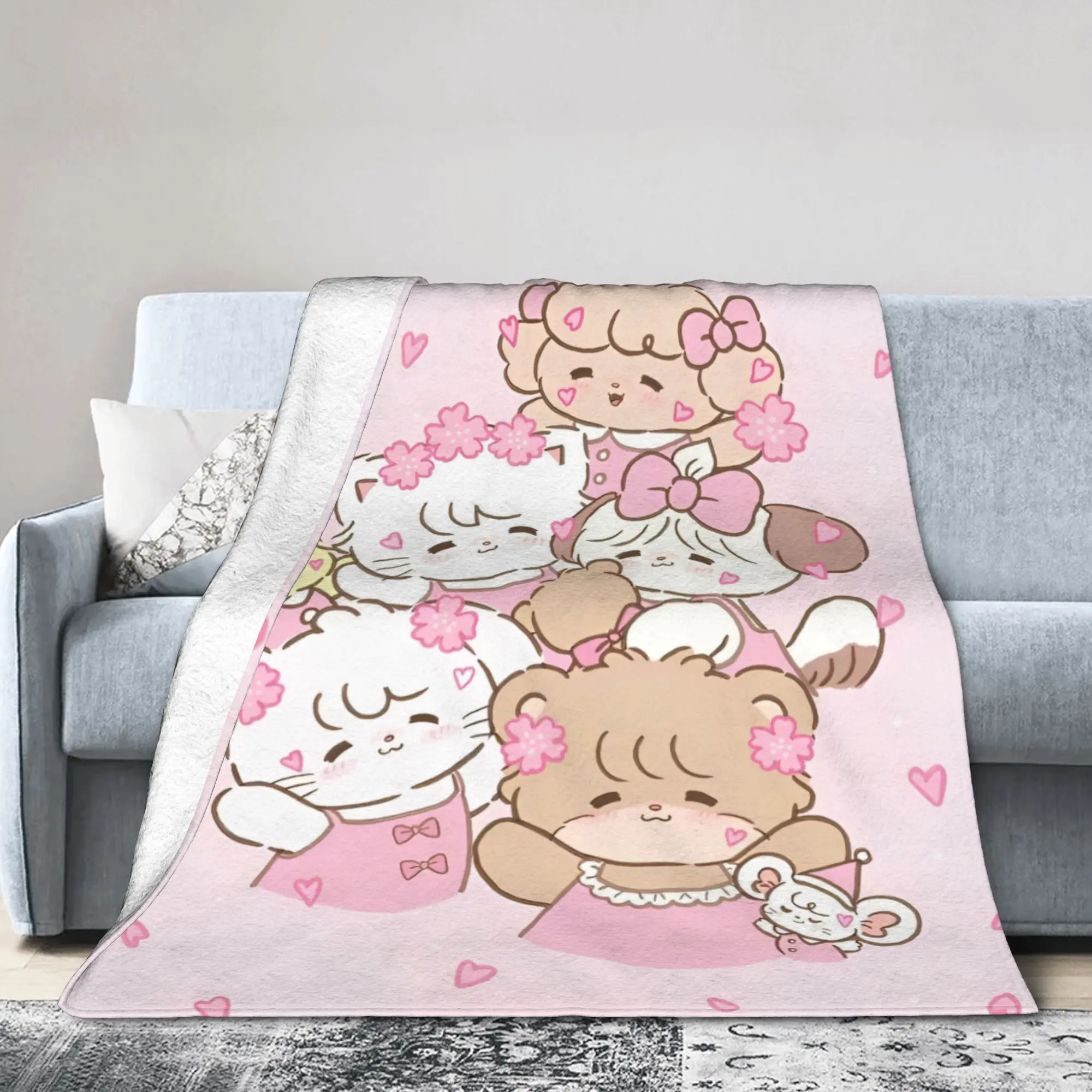 Cute Cartoon Mikkos Knitted Blanket Flannel Throw Blanket Summer Air Conditioning Decoration Lightweight Bedspreads,