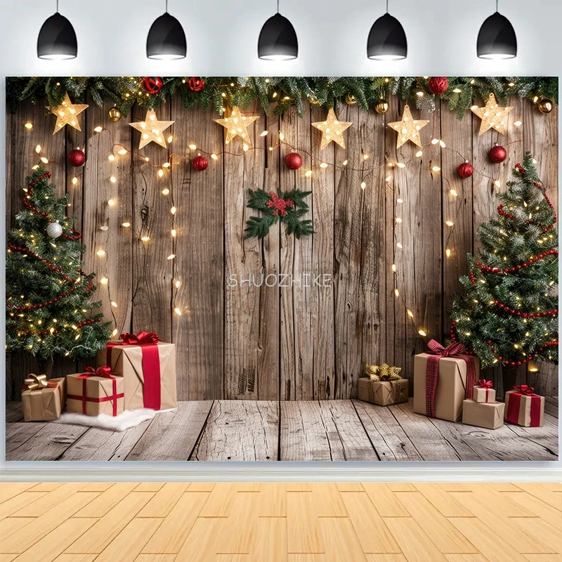 

Christmas Day Flower Wreath Photography Backdrops Props Indoor Decoration Winter Wonderful Xmas Eve New Year Background RD-03