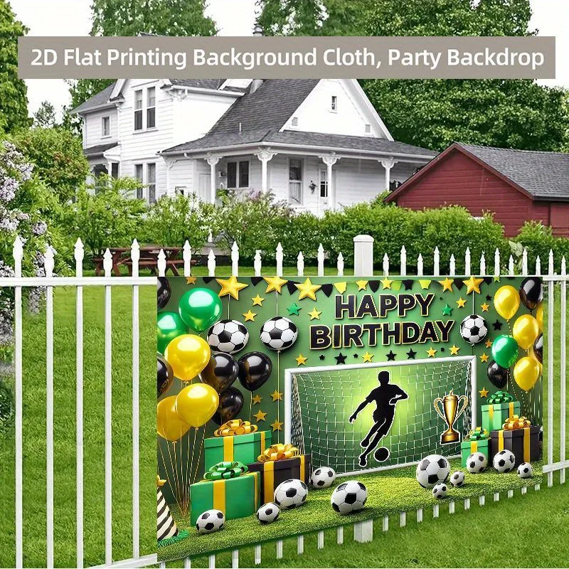 2D-Flachdruck-Hintergrundbanner 1 Stück, Hintergrundtuch für Fußball-Geburtstagsparty-Dekoration, multifunktionales Fotografie-Hintergrundtuch – Detail 7
