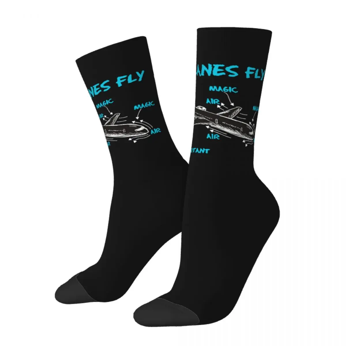 New Men's Socks Crazy Funny Engineering Mechanic How Plane Fly Sock Sport Women Socks Spring Summer Autumn Winter