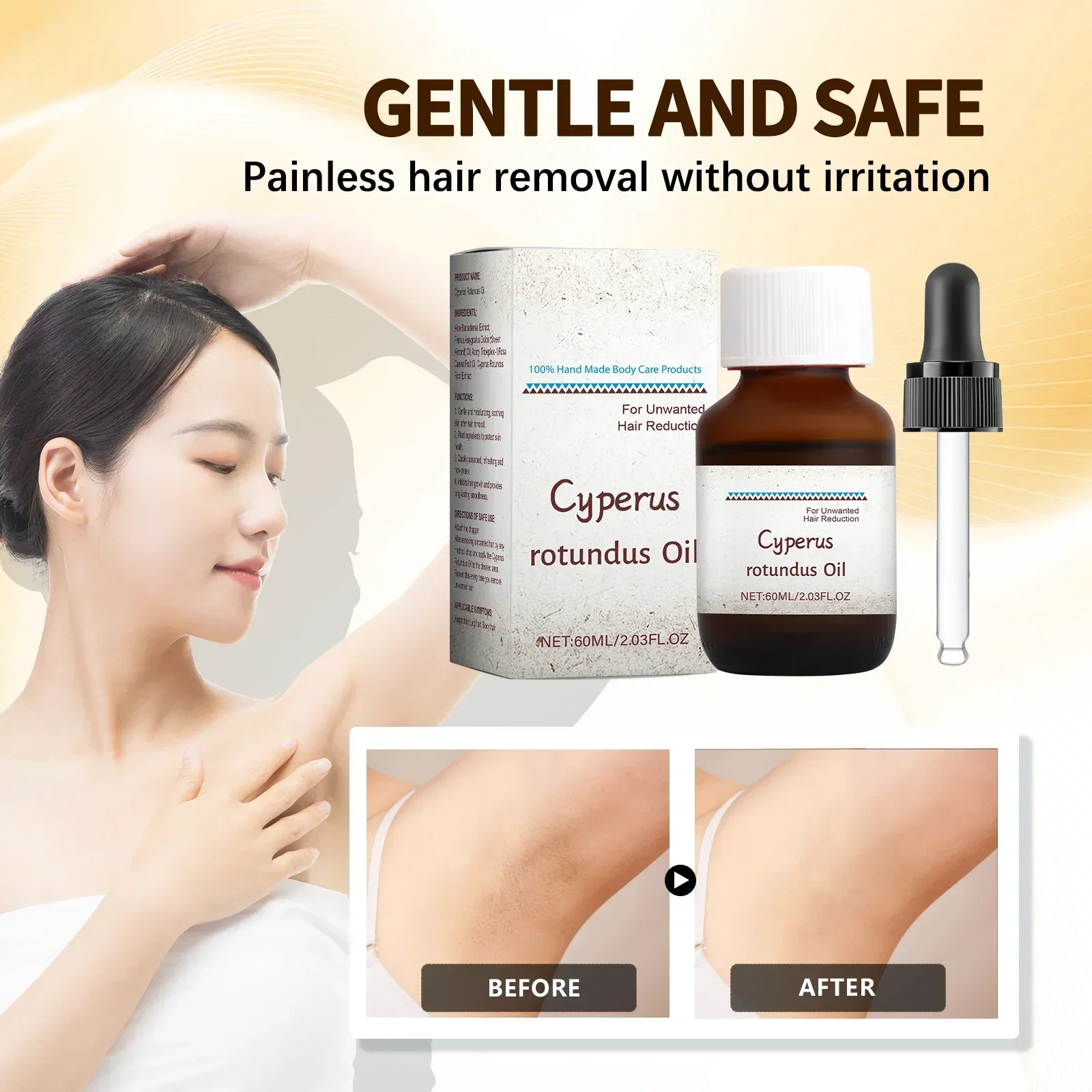 

All-in-One Evening Primrose Depilatory Oil - Naturally Inhibits Hair Growth on Body & Underarms for Smooth, Nourished Skin.