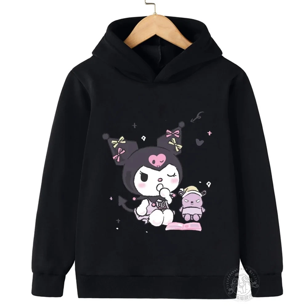 Hello Kitty Kuromi children's cartoon sweater, boys and girls outdoor sports sweater, Kawaii street casual jacket, ages 3-14