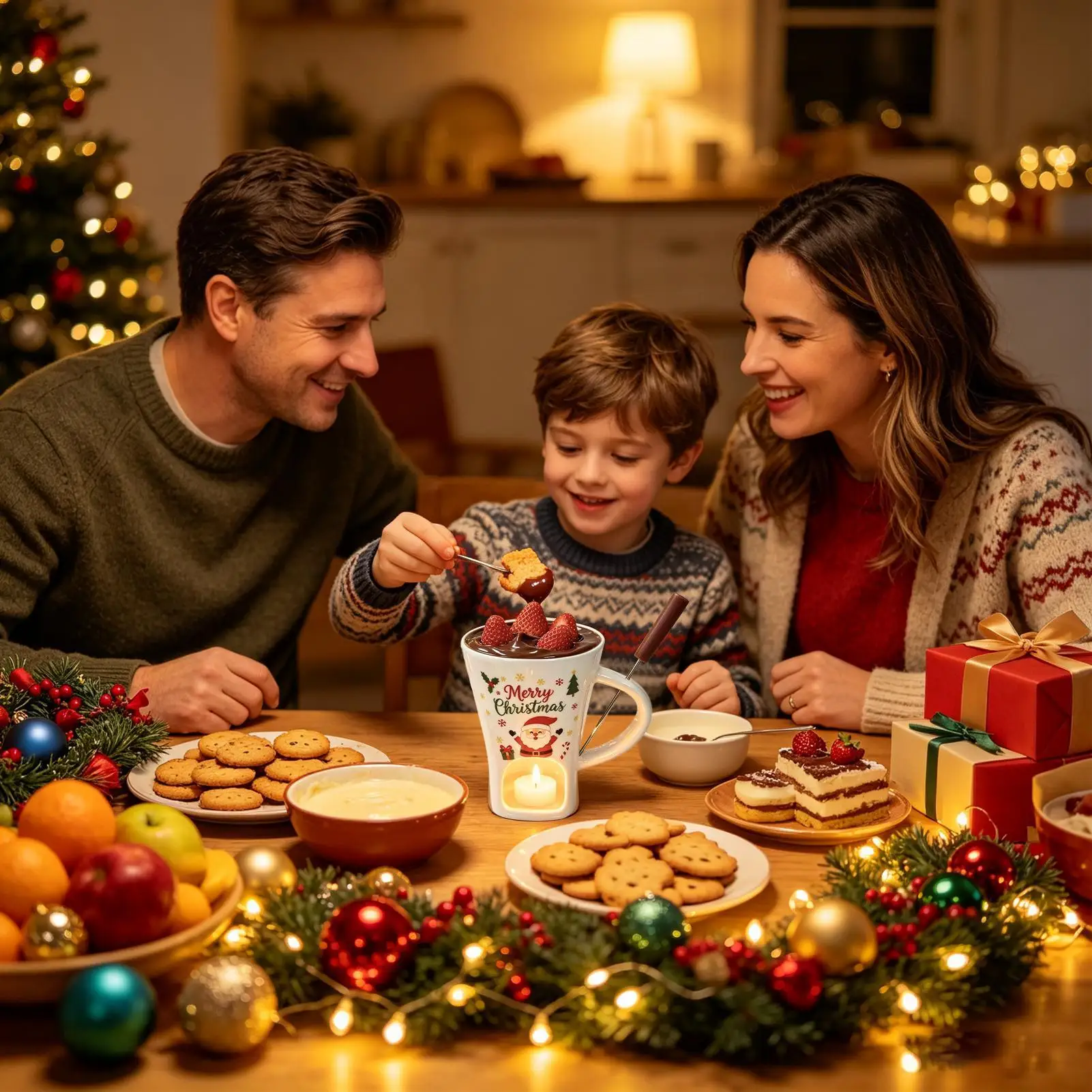 Christmas Chocolate Fondue Mug 155ml Ceramic Heat Resistant Melting Cup Cheese Butter Caramel Gift Christmas Home Party Favors