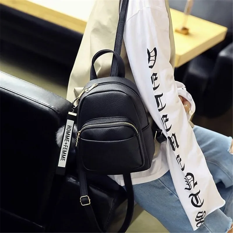 New PU Leather Female Soft Women Mini Backpack School Bag Cute Student Outdoor Travel Backpack Mochila Mujer Sac A Dos